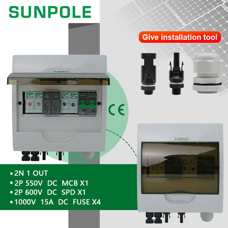 SUNPOLE-¾  PV ձ ,  ȣ , 2 Է, 1 , 500V DC ǻ, MCB SPD  , IP65